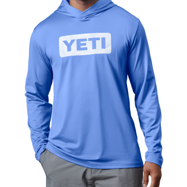 Offshore Blue Yeti Wave Logo Badge Hooded Long Sleeve Sunshirt Sunshirts | WHXCN-0238