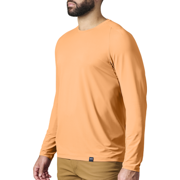 Salmon Yeti Crew Neck Long Sleeve Sunshirt Sunshirts | FEZQU-0219