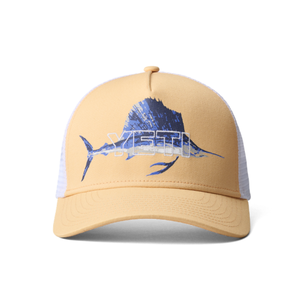 Salmon Yeti Sailfish Badge Trucker Hat Hats | PDTJF-9381