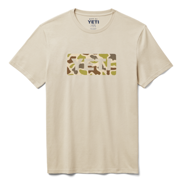 Sand/Camo Yeti Camo Logo Badge Short Sleeve Tee Short Sleeve T-Shirt | IDVOH-7948