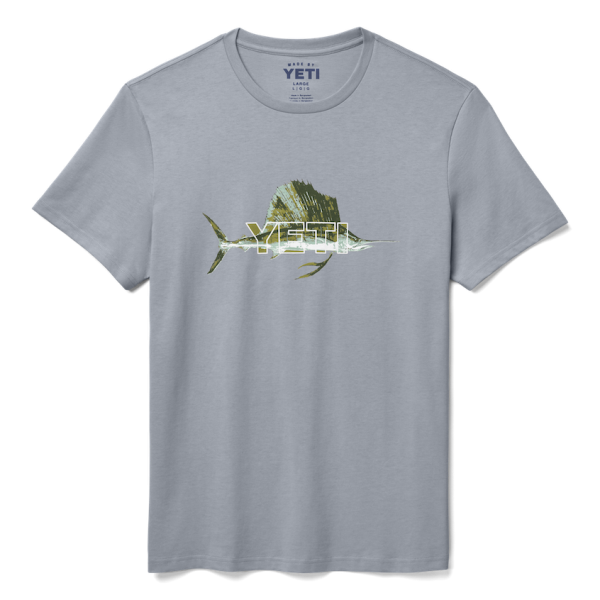 Stone Blue Yeti Sailfish Badge Short Sleeve Tee Short Sleeve T-Shirt | OGZNY-2801