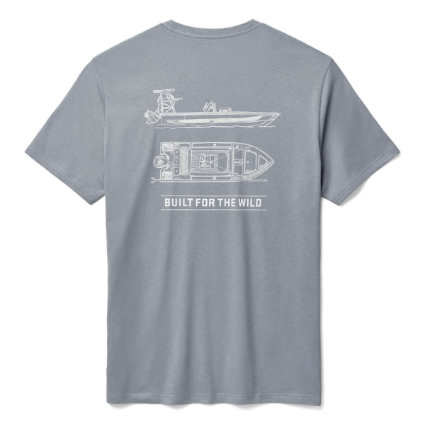 Stone Blue Yeti Skiff Blueprint Short Sleeve Tee Short Sleeve T-Shirt | LDOWZ-6298