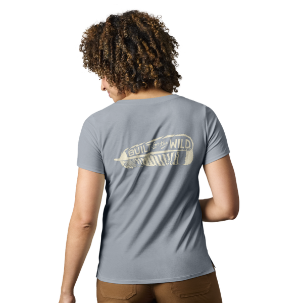 Stone Blue Yeti Women's Turkey Feather V-Neck Short Sleeve Tee Short Sleeve T-Shirt | HIEGL-6892