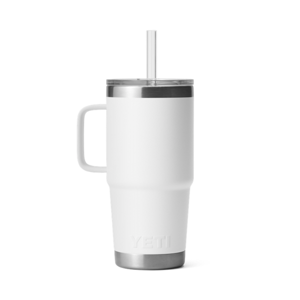 White Yeti Rambler 25 oz Mug Straw Drinkware | KMOEQ-2019