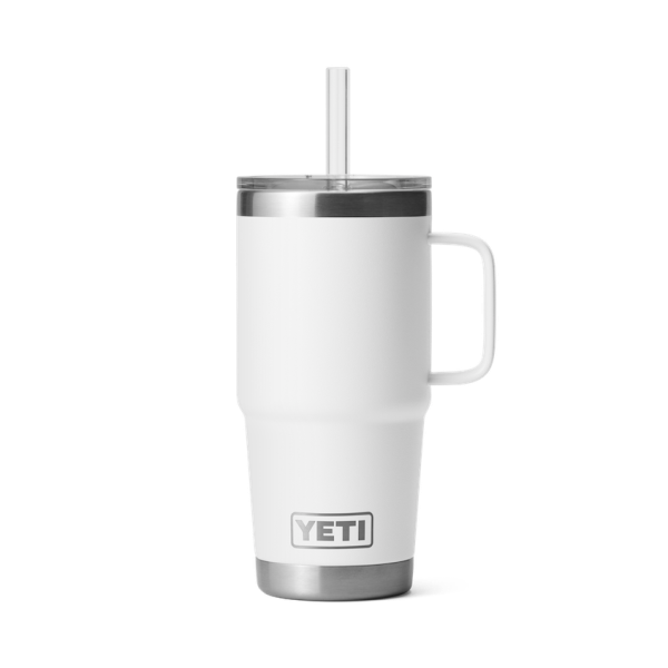 White Yeti Rambler 25 oz Mug Straw Drinkware | KMOEQ-2019