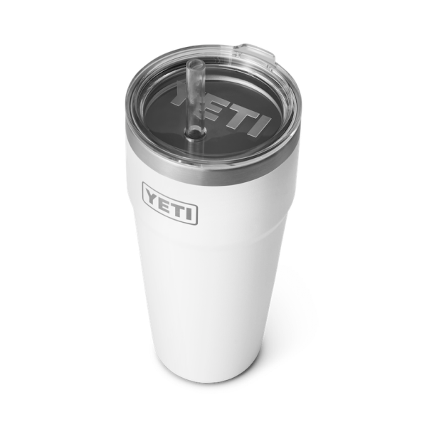 White Yeti Rambler 26 oz Stackable Cup Straw Drinkware | LHFDM-0342