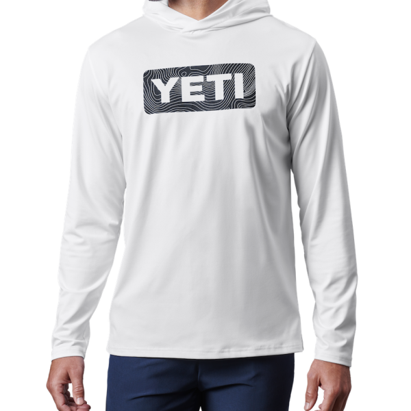 White Yeti Wave Logo Badge Hooded Long Sleeve Sunshirt Sunshirts | KOSWP-8713