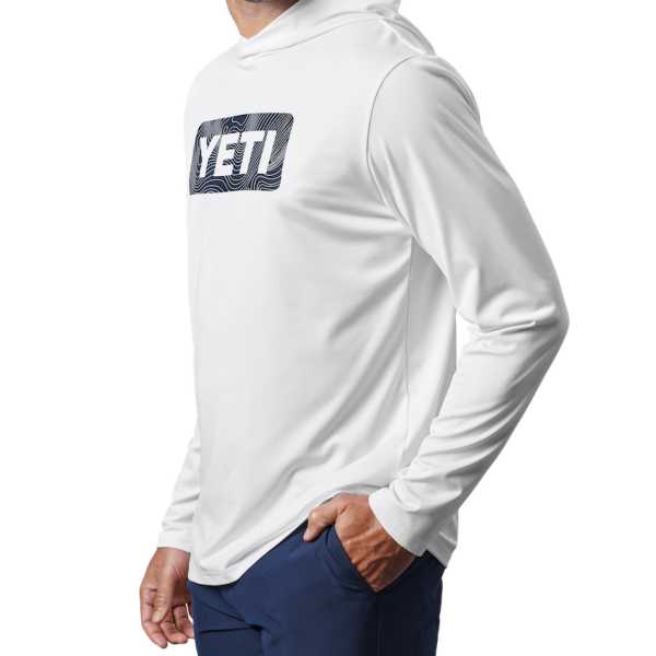 White Yeti Wave Logo Badge Hooded Long Sleeve Sunshirt Sunshirts | KOSWP-8713