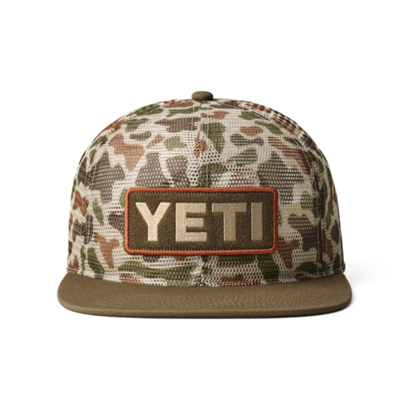 Brown/Camo Yeti Mesh Camo Flat Brim Hat Hats | BPDXQ-2914