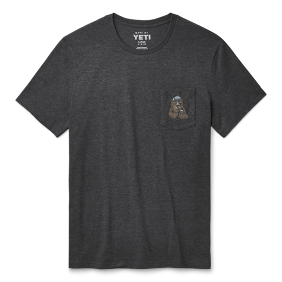 Heather Charcoal Yeti Cool Bear Pocket Short Sleeve T-Shirt Short Sleeve T-Shirt | IONKD-9037