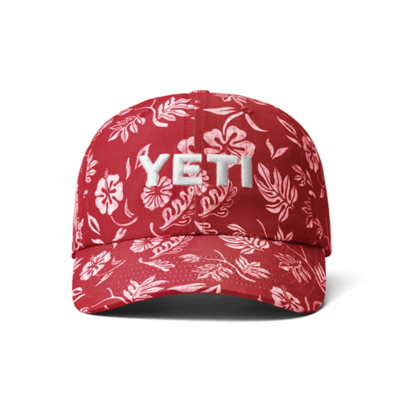 Heather Fire Red Yeti Floral Print Baseball Cap Hats | SEHYO-6251