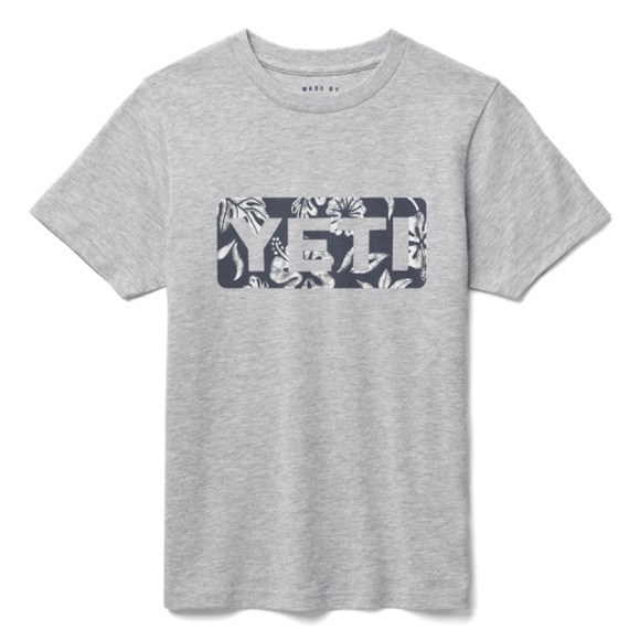 Heather Gray Yeti Kids' Floral Logo Badge Short Sleeve Tee Short Sleeve Tee | XHZRU-4325