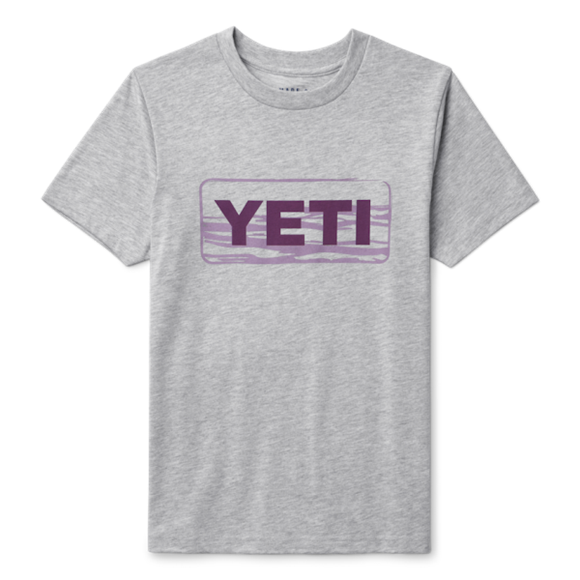 Heather Gray Yeti Kids' Logo Water Badge Short Sleeve T-Shirt Short Sleeve Tee | RKVGM-2749