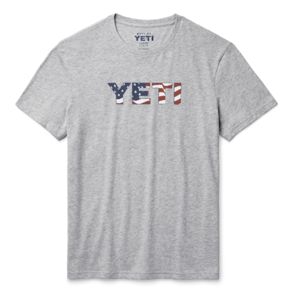 Heather Gray Yeti Waving Flag Badge Short Sleeve T-Shirt Short Sleeve T-Shirt | IFBWN-6813