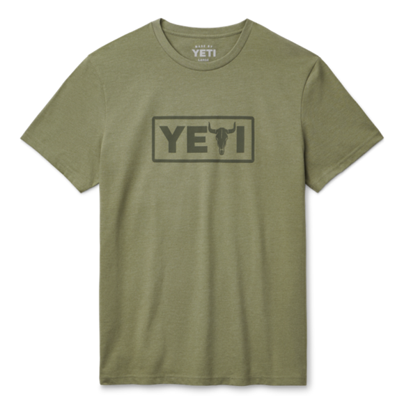 Heather Olive Yeti Steer Badge Short Sleeve T-Shirt Short Sleeve T-Shirt | JKSVP-8913