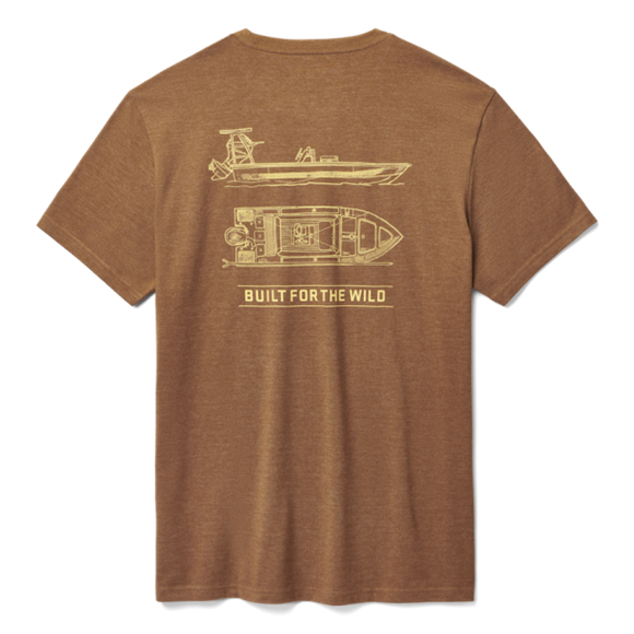 Heather Tobacco Yeti Skiff Blueprint Short Sleeve Tee Short Sleeve T-Shirt | LTESJ-7825