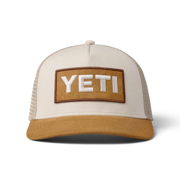 Khaki/Tan Yeti Logo FX Suede Brim Trucker Hat Hats | TUVYQ-9527