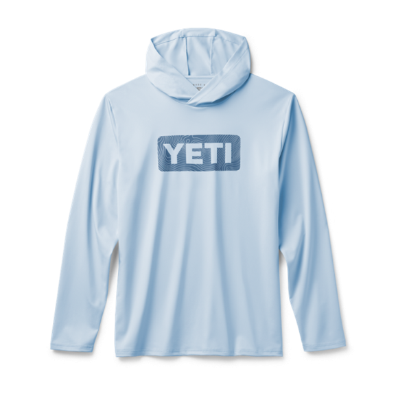 Light Blue Yeti Wave Logo Badge Hooded Long Sleeve Sunshirt Sunshirts | NDXAF-9243