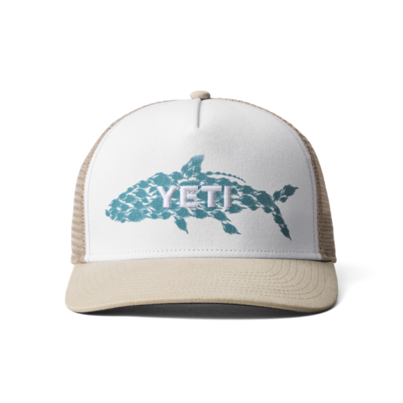 Light Khaki/White Yeti Tarpon Flies Trucker Hat Hats | LEDHI-9801