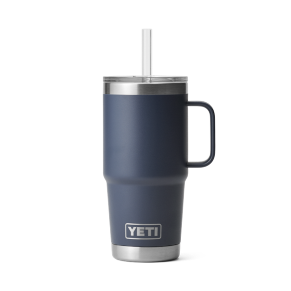 Navy Yeti Rambler 25 oz Mug Straw Drinkware | FUCBV-4210