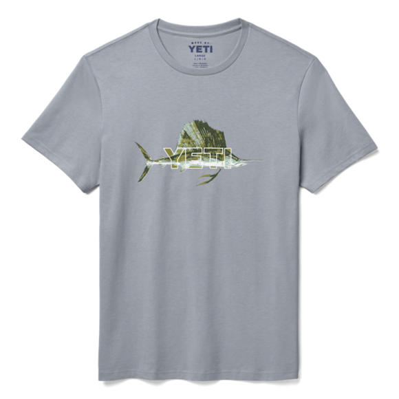 Stone Blue Yeti Sailfish Badge Short Sleeve Tee Short Sleeve T-Shirt | OGZNY-2801