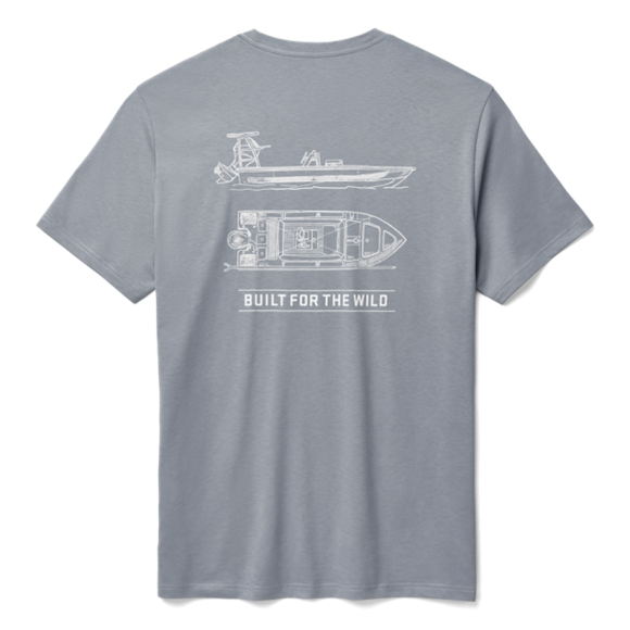 Stone Blue Yeti Skiff Blueprint Short Sleeve Tee Short Sleeve T-Shirt | LDOWZ-6298