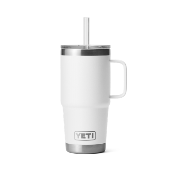 White Yeti Rambler 25 oz Mug Straw Drinkware | KMOEQ-2019